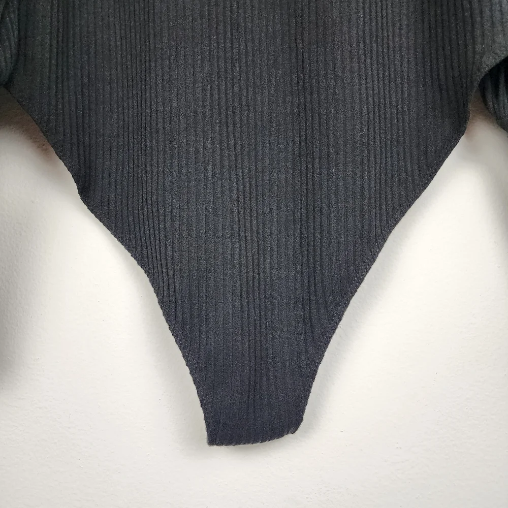 Forever 21 Plus Bodysuit Ribbed Black Knit Puff Long Sleeve NWT Size 2X - Picture 12 of 16
